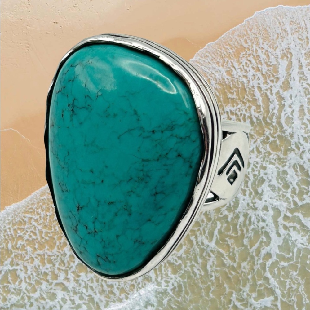 Silpada Vintage Turquoise Ring Exquisite Substantial Sterling Silver Detail Sz 8 - Picture 6 of 8